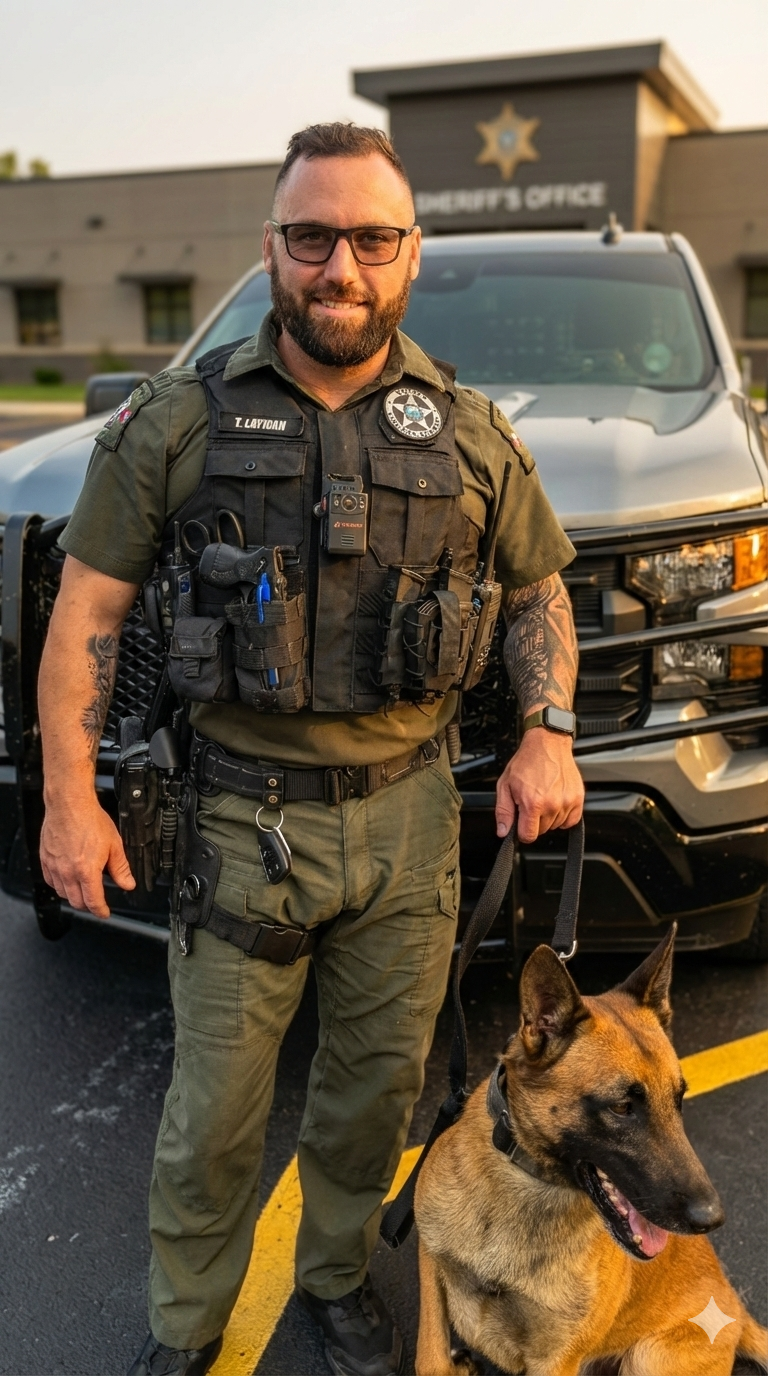 Law Enforcement Officer and K9 partner with 10-8 Video body camera and in-car video system