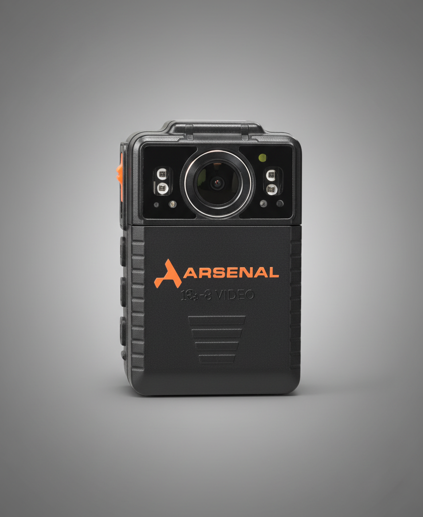 Arsenal MK2 professional law enforcement body camera featuring hot-swappable batteries and judicial-grade evidence protection